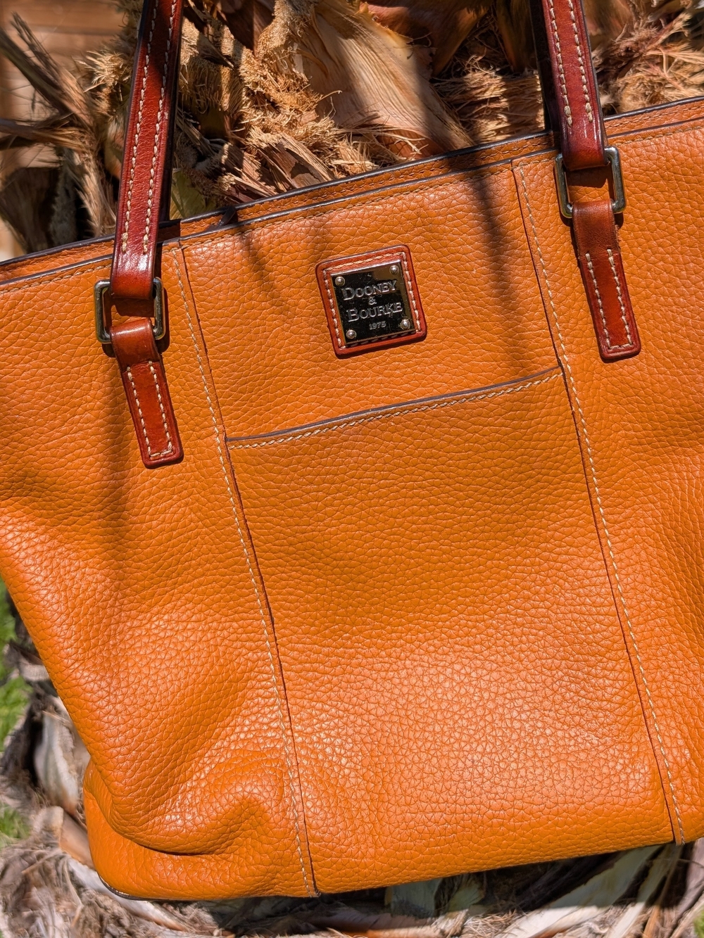 Dooney & Bourke Orange Leather Tote Bag